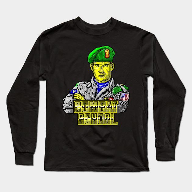 Combat School 8 Bit Game Art Long Sleeve T-Shirt by 8 Fists of Tees